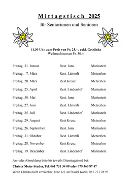 Mittagstisch 2025