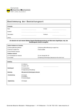 Formular Bestimmung der Bestattungsart