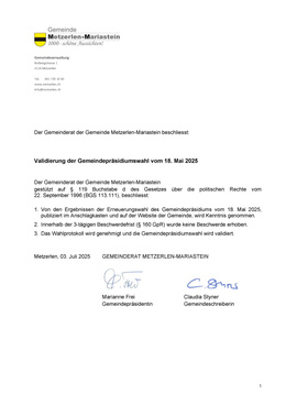 Validierung Gemeindepräsidiumswahl Information