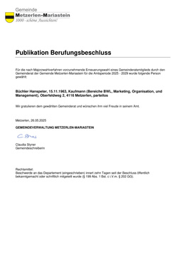 Publikation Berufungsbeschluss Publikation Berufungsbeschluss