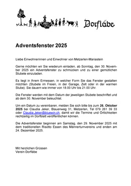 Adventsfenster 2025 Info
